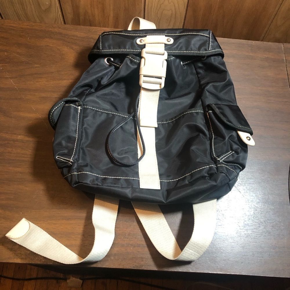 Nine West Black and White Backpack with Utilitarian Design